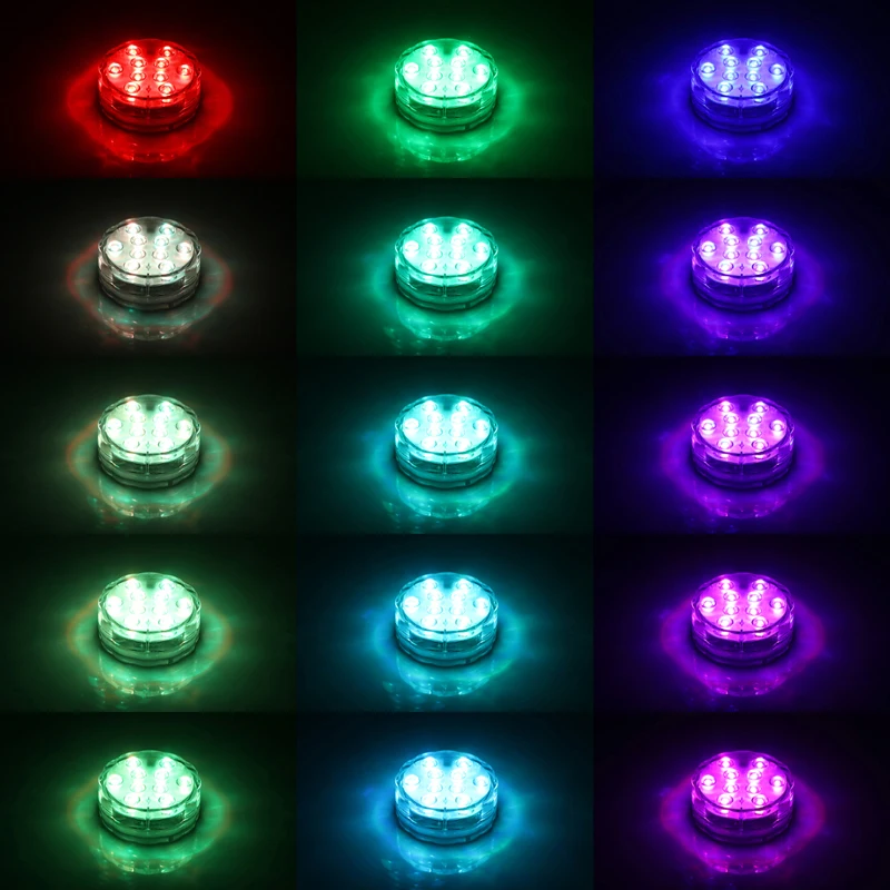 RGB LED luz sumergible con pilas impermeable Piscina partido piscina Pond Iluminación jardín chip RGB LED luz sumergible con pilas impermeable Piscina partido piscina Pond Iluminación jardín chip