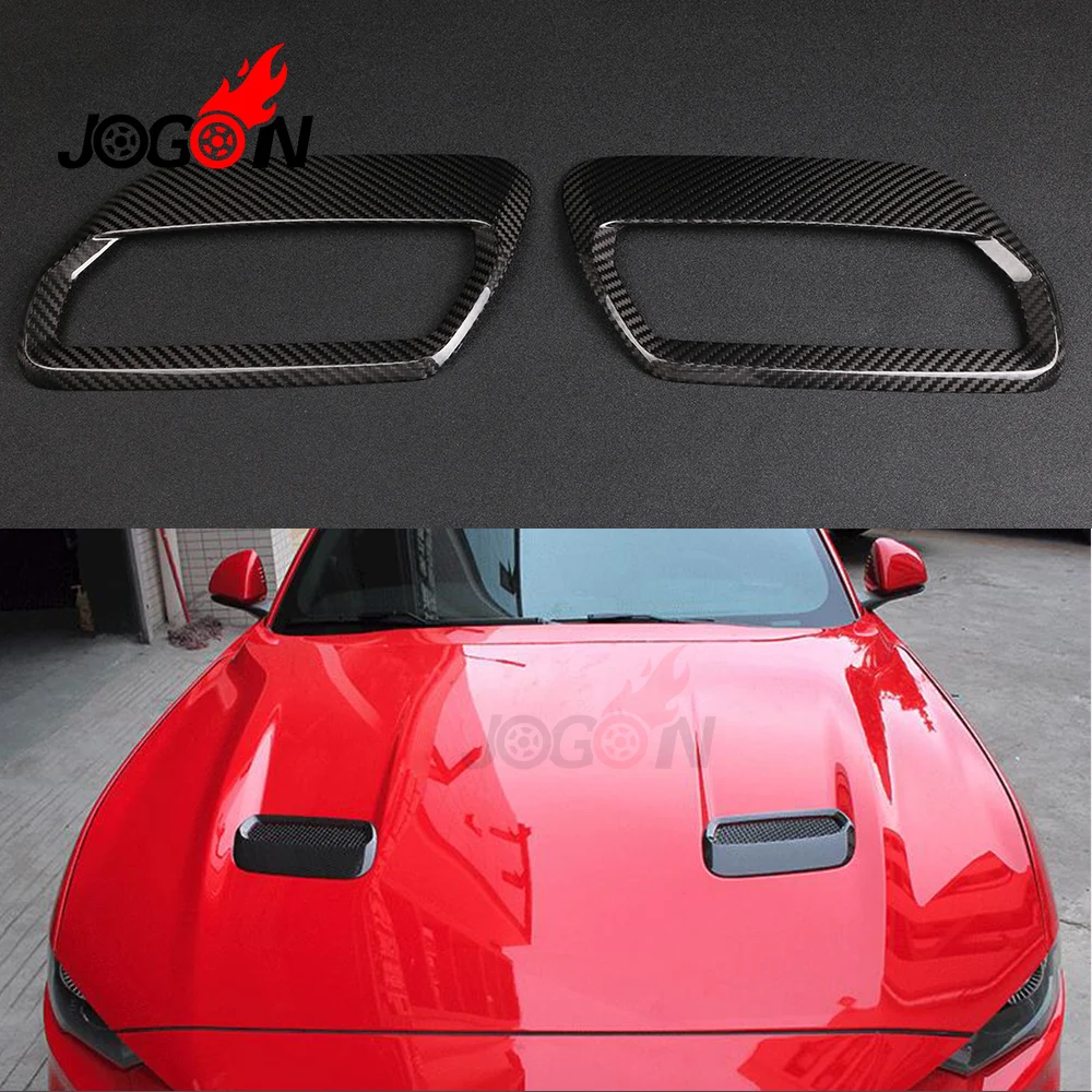 

Car styling 2Pcs Hood Air Outlet Carbon Fiber Decorative Stickers For Ford Mustang Ecoboost GT350 GT Coupe 2018 2019+