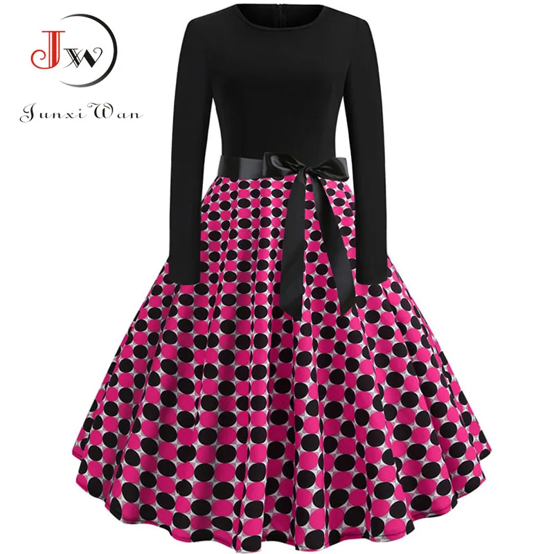 006 Клетчатое винтажное платье для женщин рождественское Повседневное платье для женщин размера плюс элегантное вечернее платье с длинным рукавом vestidos - Цвет: 006