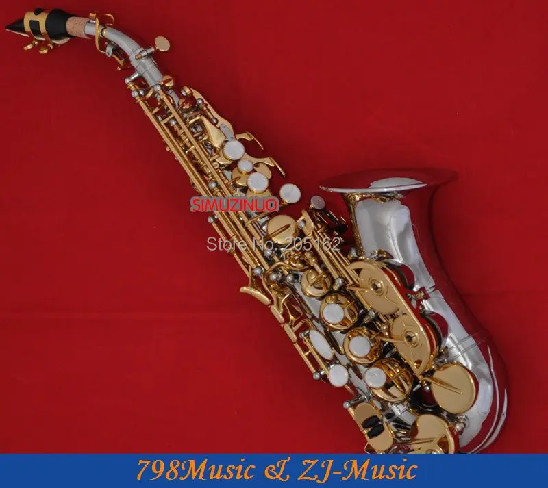 

Nickel Gold Curved Soprano Saxophone Bb key to High F key and G Key