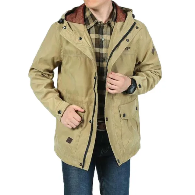 New Brand Autumn Winter Men's Hooded Jacket Cotton Casual Loose Spring