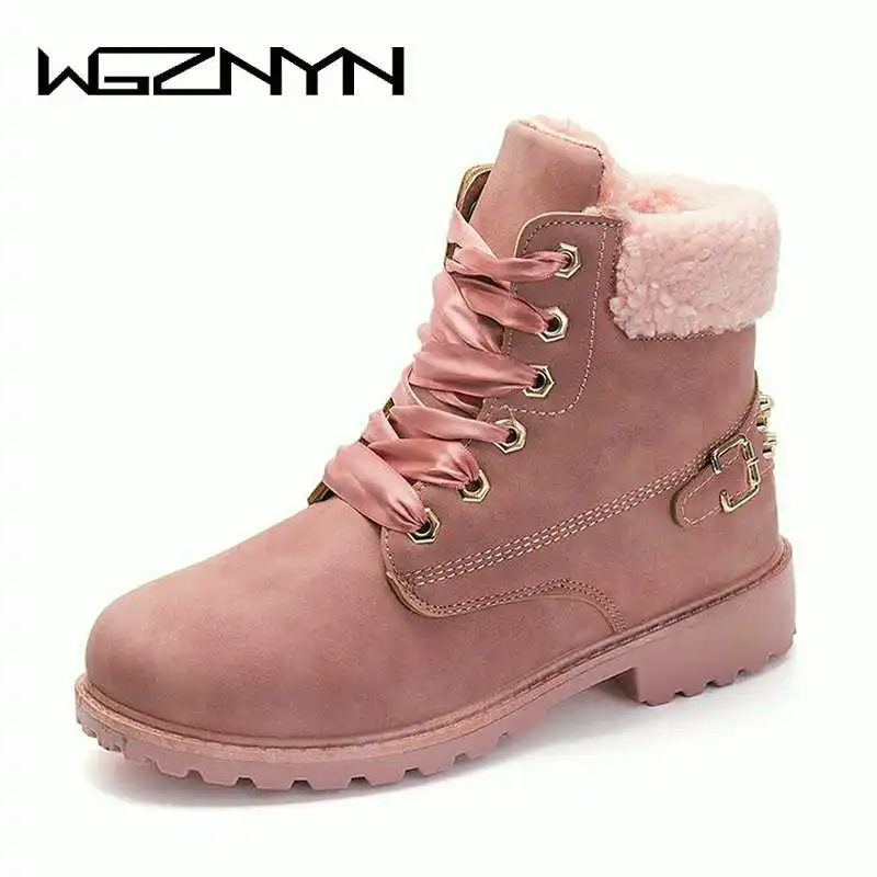 

WGZNYN Women Boots 2019 Hot Fashion Shoes Woman Ankle Boots Round Toe Female Warm Plus Velvet Winter Snow Boots Women Shoes W502