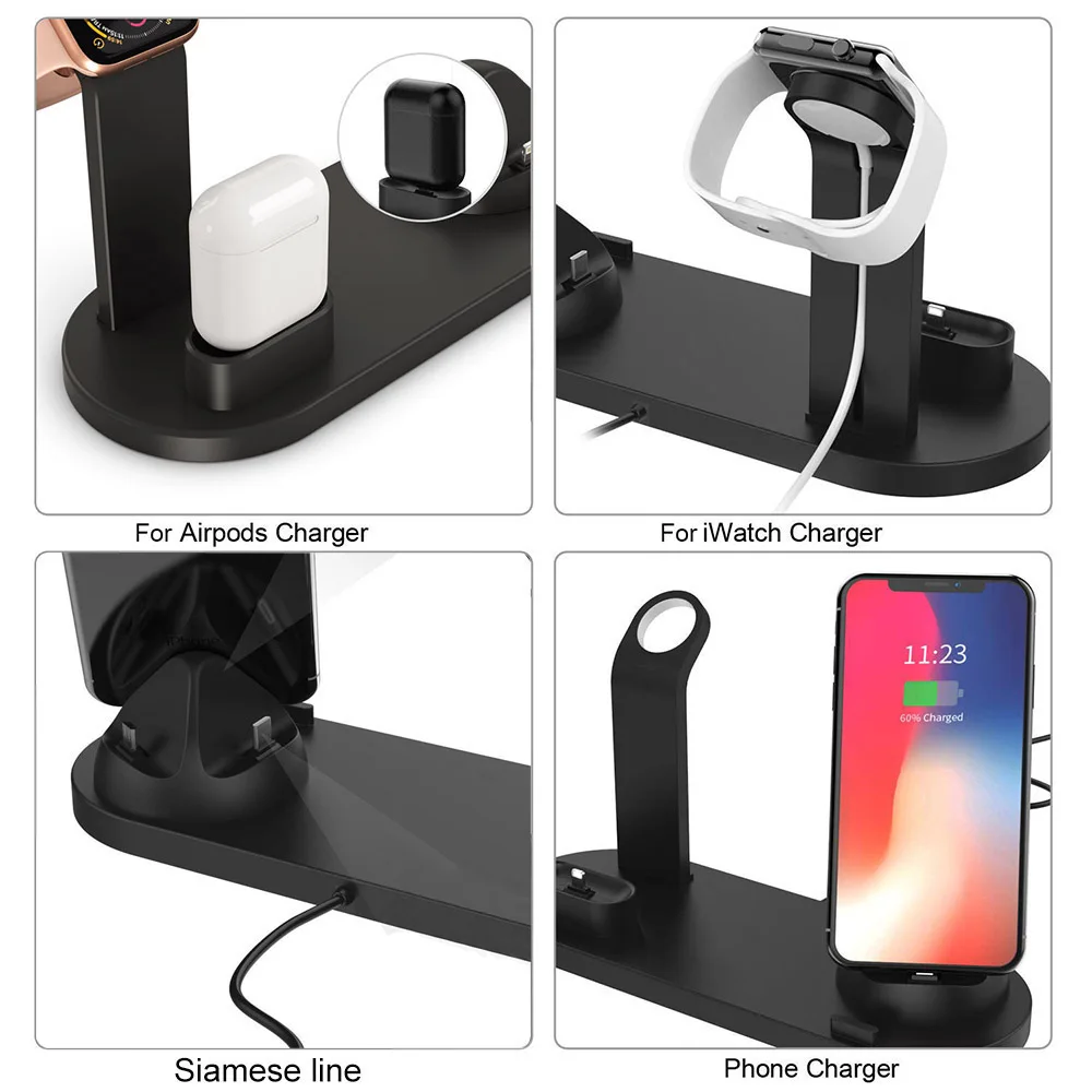 FDGAO подставка с подзарядкой док-станция для Apple Watch Airpods для iPhone X XR XS 8 7 6S Plus 5s SE телефон usb type C зарядное устройство