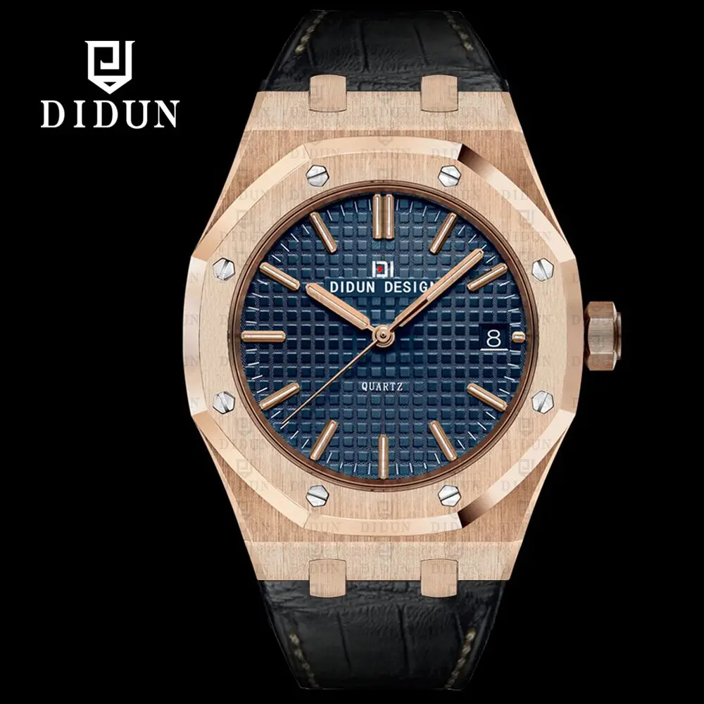 

DIDUN watches men Top Brand Luxury Watches Quartz Leather Watchband watch men Business Watch Luminous Wristwatches Water Resista