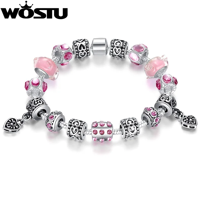European Style 4 Colors Silver Crystal Charm font b Bracelet b font for Women With Original