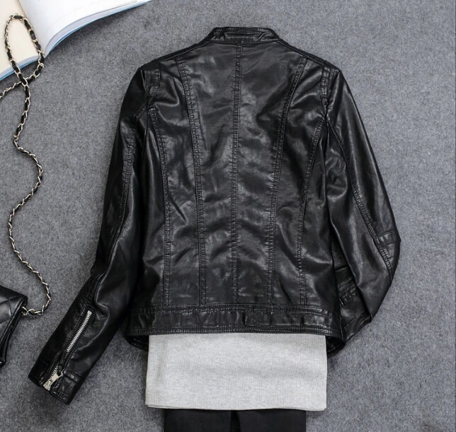 low cost Leather Short Section 2017 autumn Women New Lo Comotive PU Leather Short Jacket Collar collar Slim