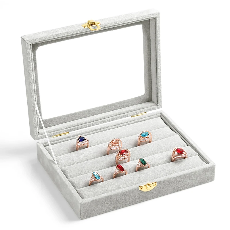 

High Quality Velvet Jewelry Trays Jewelry Display Holder Bracelet Ring Earring Jade Pendan Box Case Jewelry Storage Organizer
