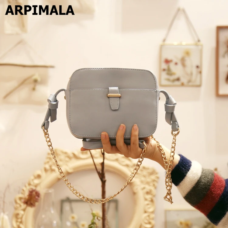 

ARPIMALA Blue Flap Bag Knot Crossbody Bags for Women Chain Shoulder Bag Pure Small Leather Handbags High Quality Purses 2019