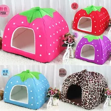 Кровать для собак, коврики для домашних собак, мягкая складная корзина для домашних животных, собачья корзина, гнездо для собак, домик для щенков, кошек, клубника, Camas para perros 3