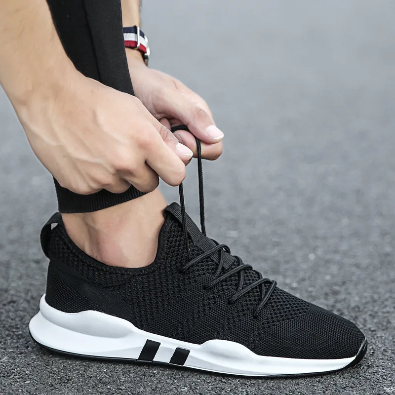 

Casual Shoes Men Sneakers Breathable Fashion Lace-up Walking Shoes White Black Sneakers Male Shoes Solid Footwear NX42
