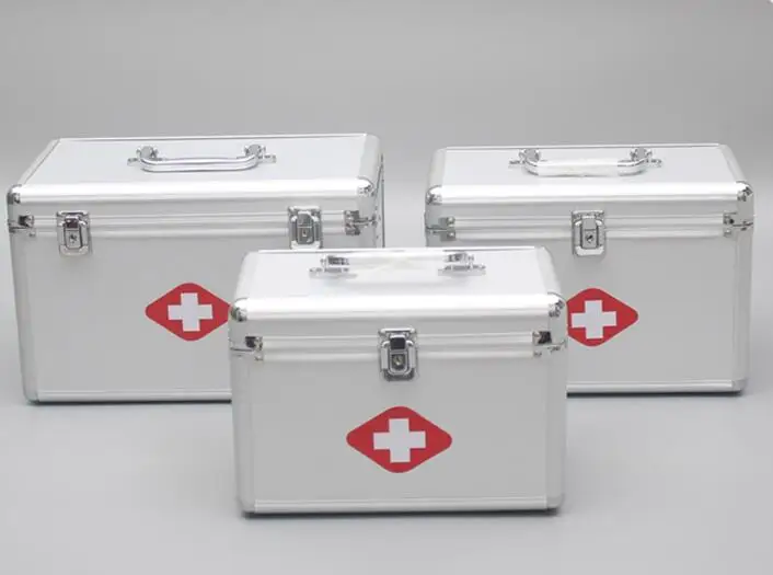 

Multifunctional aluminum alloy medicine box portable household medical tools double-layer outpatient first aid medicine box