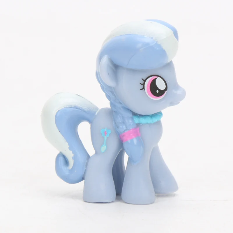 Игрушки My Little Pony, мини пони, ПВХ, фигурка принцессы, радуга, Дэш, Сумеречная искорка, яблоко, Джек, Рарити, куклы для девочек - Цвет: light blue