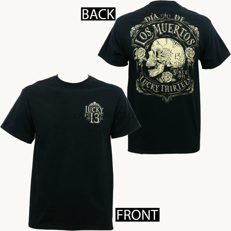 Оригинальная футболка LUCKY 13 Dead Skull Dia De Lo s M uertos L XL 2XL 3XL NEW | Мужская одежда
