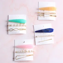 Корейские шикарные имитирующие жемчужная заколка необычные металлические золотистый акриловый заколки для волос для девочек подарок Инструменты для укладки волос аксессуары для волос