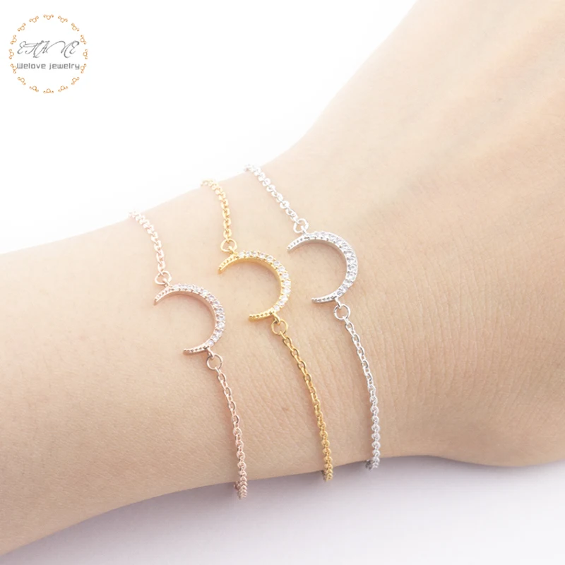 Женские браслеты с кубическим цирконием и полумесяцем, колье bracciali Donna, браслет-цепочка из нержавеющей стали, модные ювелирные изделия для лучших друзей