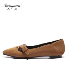 Fanyuan/Размеры Большие размеры: 31-47 Женские туфли-лодочки обувь с ремнем и пряжкой прогулочная женская обувь Острый носок обувь на плоской подошве женская обувь для работы