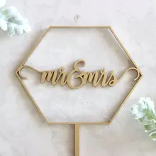 Заказной торт Топпер/предмет декора с геометрическим рисунком/Деревянный Торт Топпер/Mr& Mrs геометрический торт Топпер/Свадебный торт Топпер/