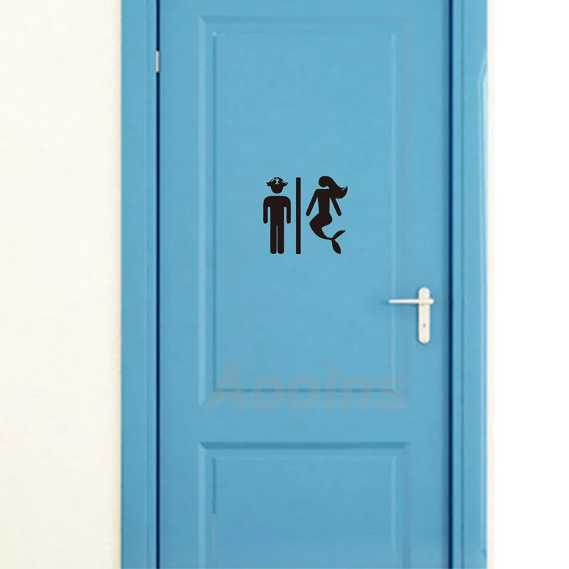 Pirate and Mermaid Sticker Toilet Sign Door Decor