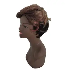 Цена завода 1 pc Для женщин модные женские коричневые короткие сексуальный парик Волнистые Синтетические 28 см Косплэй Детский костюм для