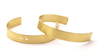 

2 Raw Brass Cuff Bracelet Blank Bangle 2 Holes ( Width 10 mm) brass 0089