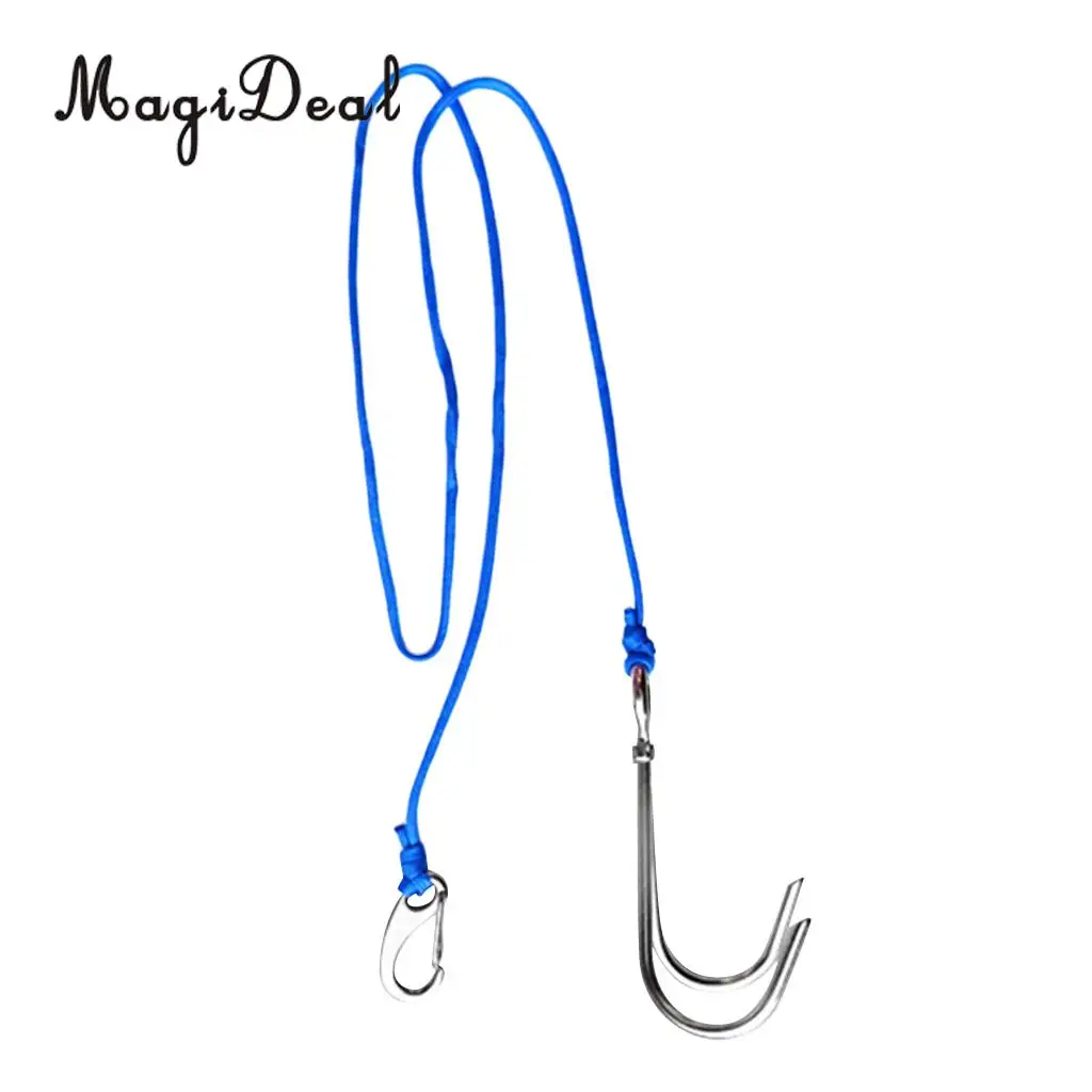 MagiDeal Strong Durable Scuba Diving Double Dual 316 Stainless Steel Reef Hook With Line for Underwater Photographers Supplies