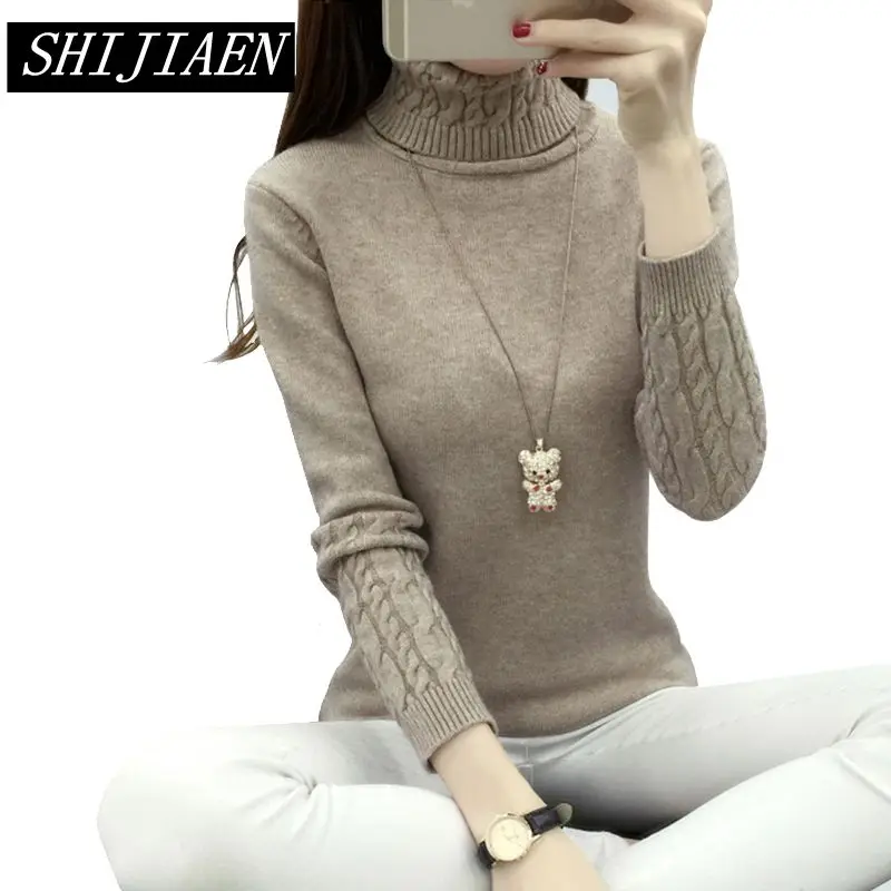 SHIJIAEN Women Turtleneck Winter Sweater Women 2018 Long Sleeve Knitted Women Sweaters And Pullovers Female Jumper