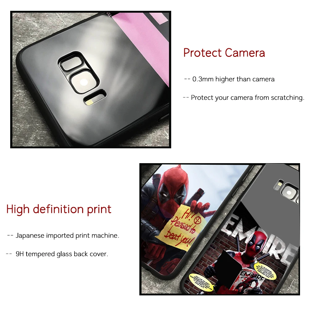 Чехол для Samsung S8 стеклянная задняя крышка deadpool s10 чехол Galaxy S9 S10 plus Note 8 9 10 S10e s20