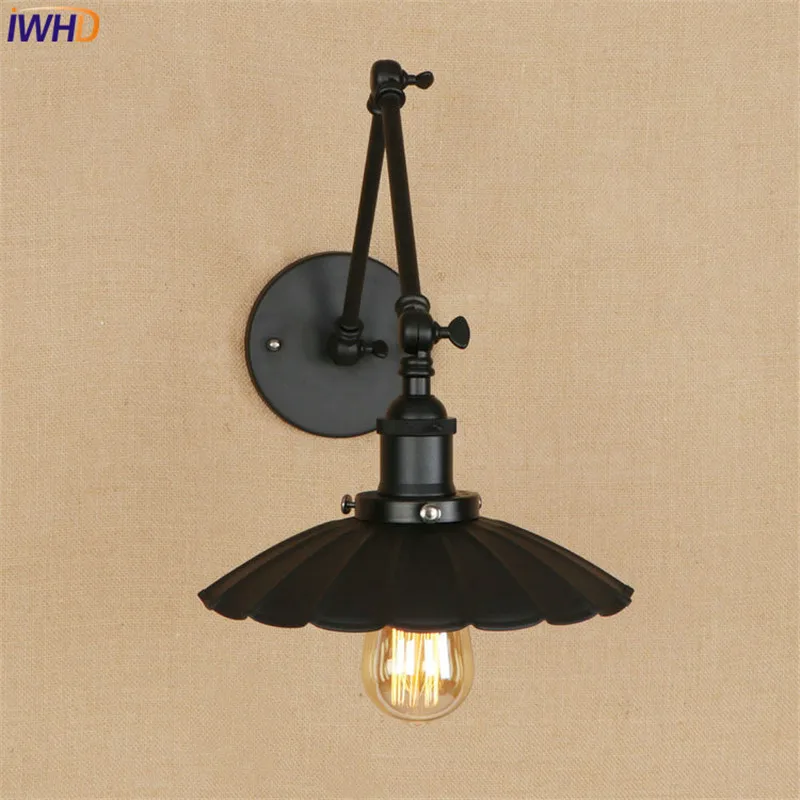 Черный Ретро винтажный светодиодный настенный светильник Edison Wandlamp Свинг