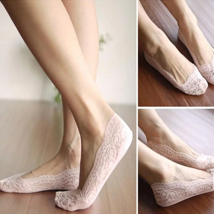 12 шт. = 6 пар кружевные носки посылка женский Для женщин невидимым лодыжки кружевные носки тапочки с открытым носком носок тонкий сплошной смешанные Цвета носок