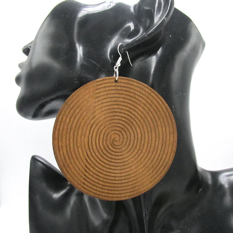 

3 inch Swirl Shape Wood Earrings can mixed 2 colors