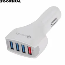 SOONHUA QC3.0 адаптер для быстрой зарядки телефона 4 порта USB Автомобильное зарядное устройство Быстрая умная Зарядка для samsung Galaxy S7 Edge iPhone Xiaomi