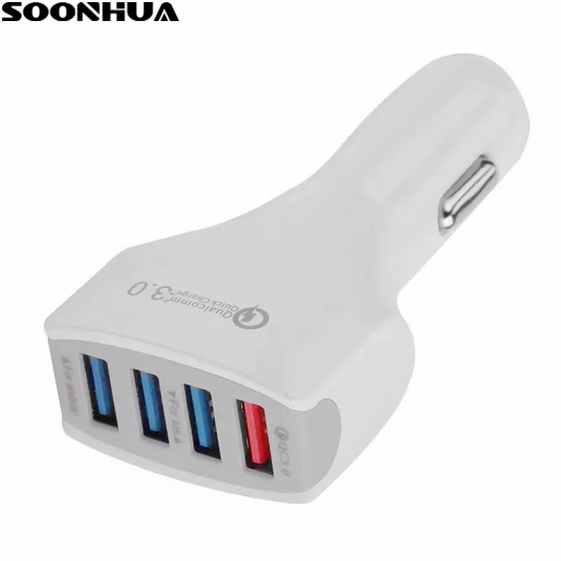 

SOONHUA QC3.0 Quick Phone Charge Adapter 4 Port USB Car Charger Fast Smart Charging for Samsung Galaxy S7 Edge iPhone Xiaomi