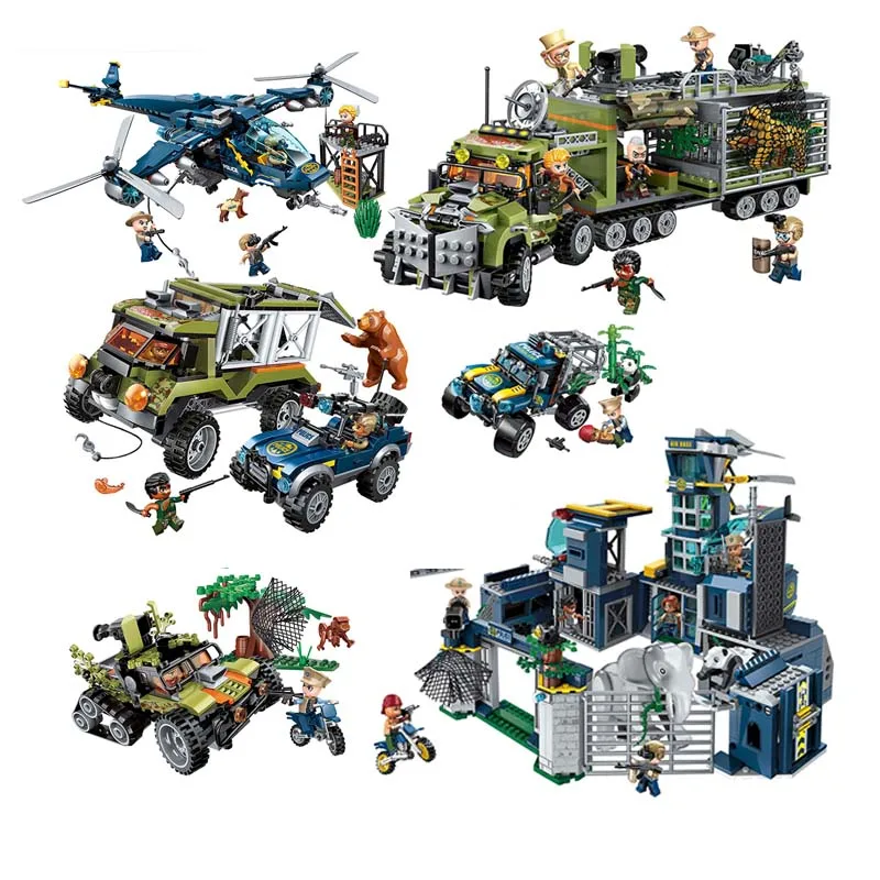 City-Series-Forest-Police-Headquarters-Mobile-Fort-Jeep-Helicopter-Building-Blocks-Toy-for-Children-gifts-compatible