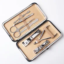 7 шт. Блестящий маникюрный набор из нержавеющей стали Smile комплект ножниц для маникюра педикюрный набор Красота пилка для ногтей Ножницы из искусственной кожи чехол
