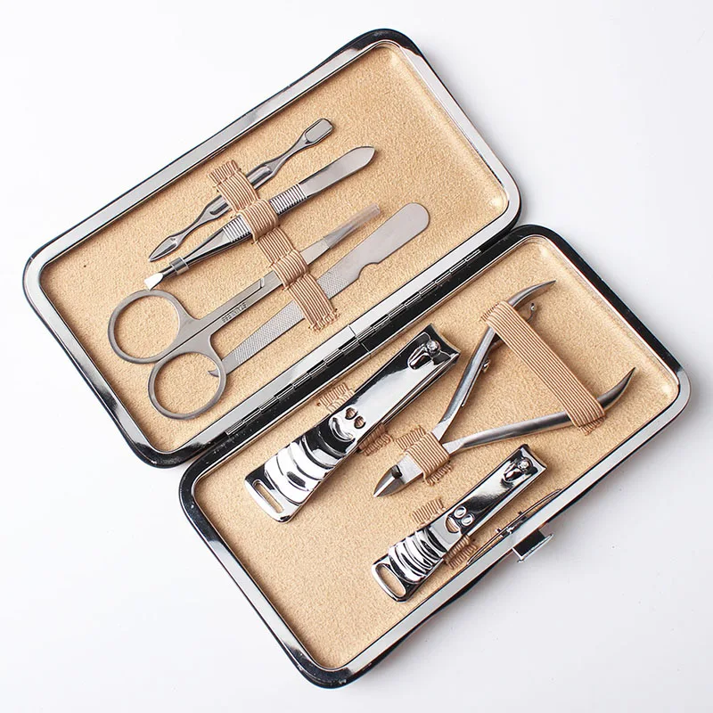 

7pcs Shiny Manicure Set Stainless Steel Smile Nail Clippers Manicure Pedicure Kit Beauty Nail File Scissors With PU Leather Case