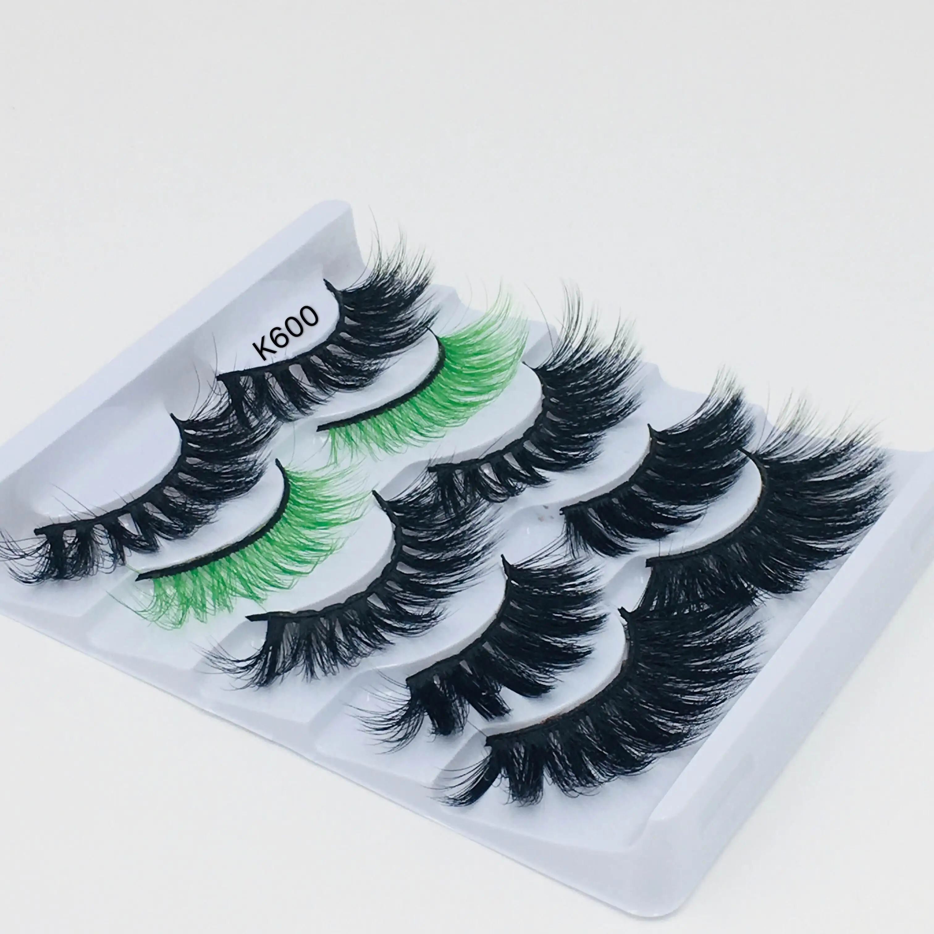 5pair Colored black 3D Soft Mink Hair False Eyelashes Handmade Wispy Fluffy Long Lashes Natural Eye Makeup Tools Faux Eye Lashes