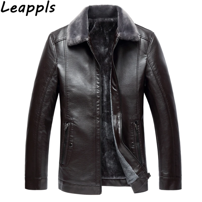 Leappls плюс размер 1XL-8XL 5XL 6XL 7XL 8XL искусственная кожа мужчины однотонный умный