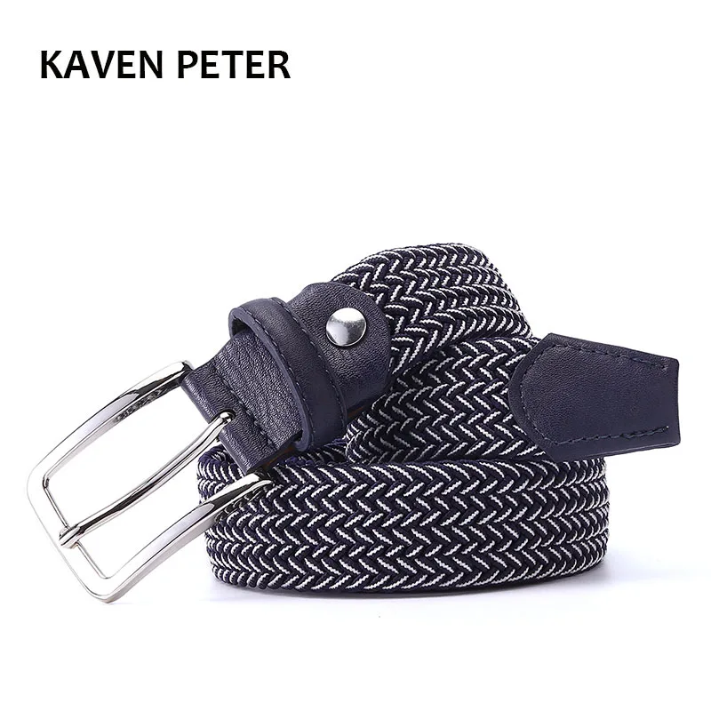 

Mixed Color Elastic Belt Men Woven Elastic Stretch Belt Braided Knitted Stretch Belt With Covered Buckle1-3/8" Wide High Quality