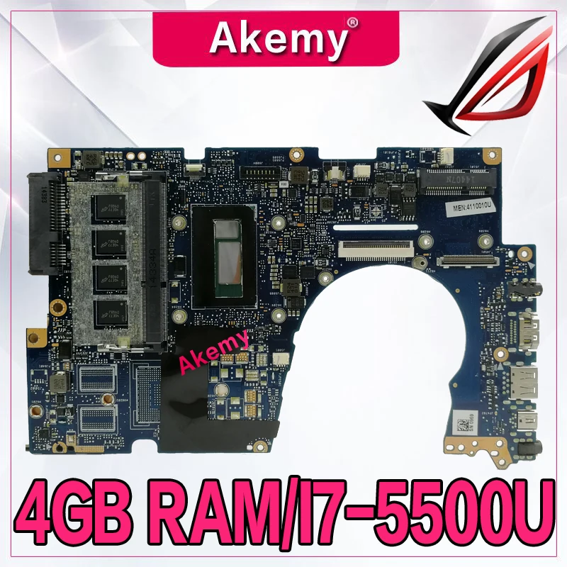 Akemy UX303LAB Laptop Motherboard FOR ASUS UX303LA UX303LNB Laptop Motherboard I7-5500U 4GB RAM 90N