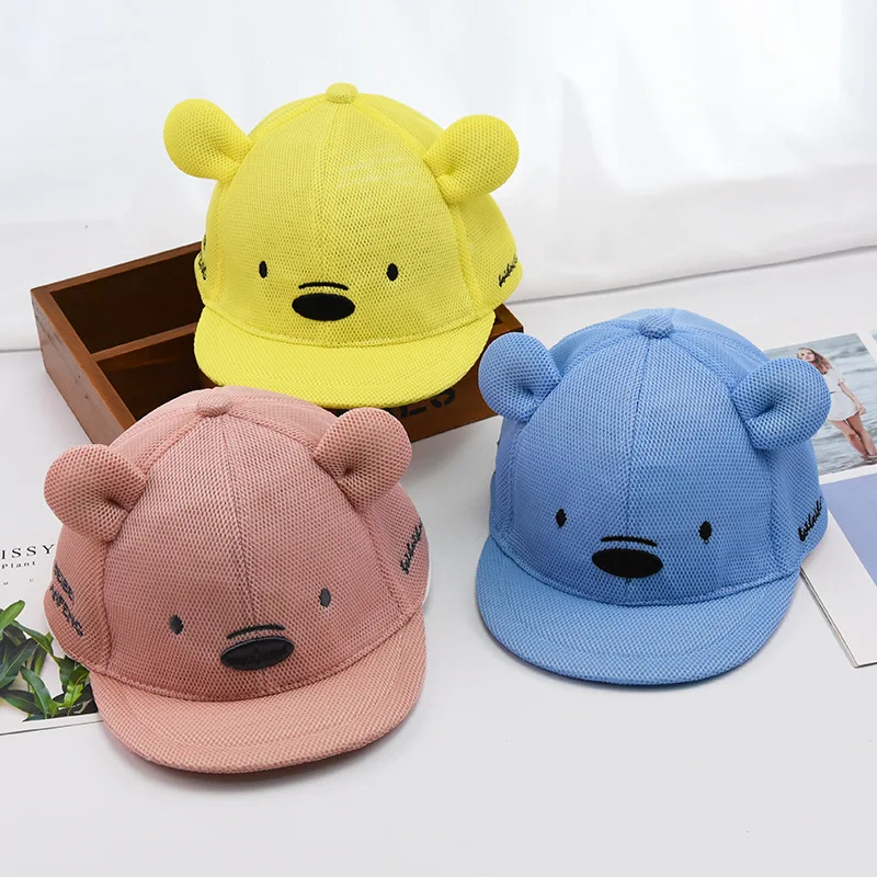 

Baby boy and girl hat Children's cartoon bear cap children's wild breathable sun hat spring summer baby travel sun hat beanies