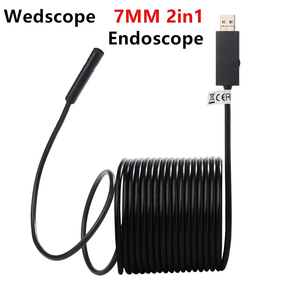 7MM Lens 2IN1 USB Endoscope Camera 5M 10M Tube Pipe Waterproof USB