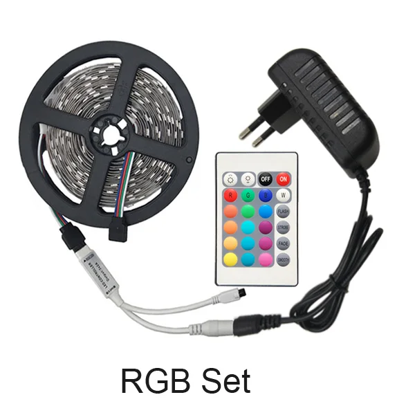 Светодио дный полосы света RGB 2835 DC12V 5 м 10 м 15 м 20 м Водонепроницаемый Гибкие освещения строку ленты с 24key контроллер украшение лента - Испускаемый цвет: RGB Set