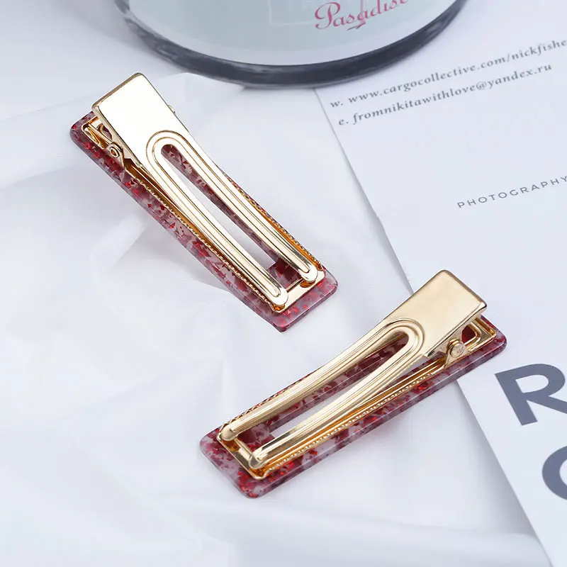 Rectangle Hair Clip Aligator Clamp Barrettes Hairpin for Women Girls Geometric Sequin Foil Hair Pins Decorative Hair Accessories