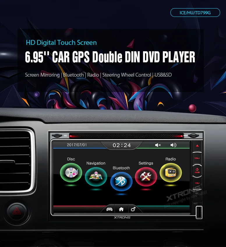 Excellent XTRONS Universal 6.95" HD Digital Touch Screen Double Din Car autoradio Stereo Radio DVD Player GPS Navigation SD USB SWC 1080P 0 Excellent XTRONS Universal 6.95" HD Digital Touch Screen Double Din Car autoradio Stereo Radio DVD Player GPS Navigation SD USB SWC 1080P 0