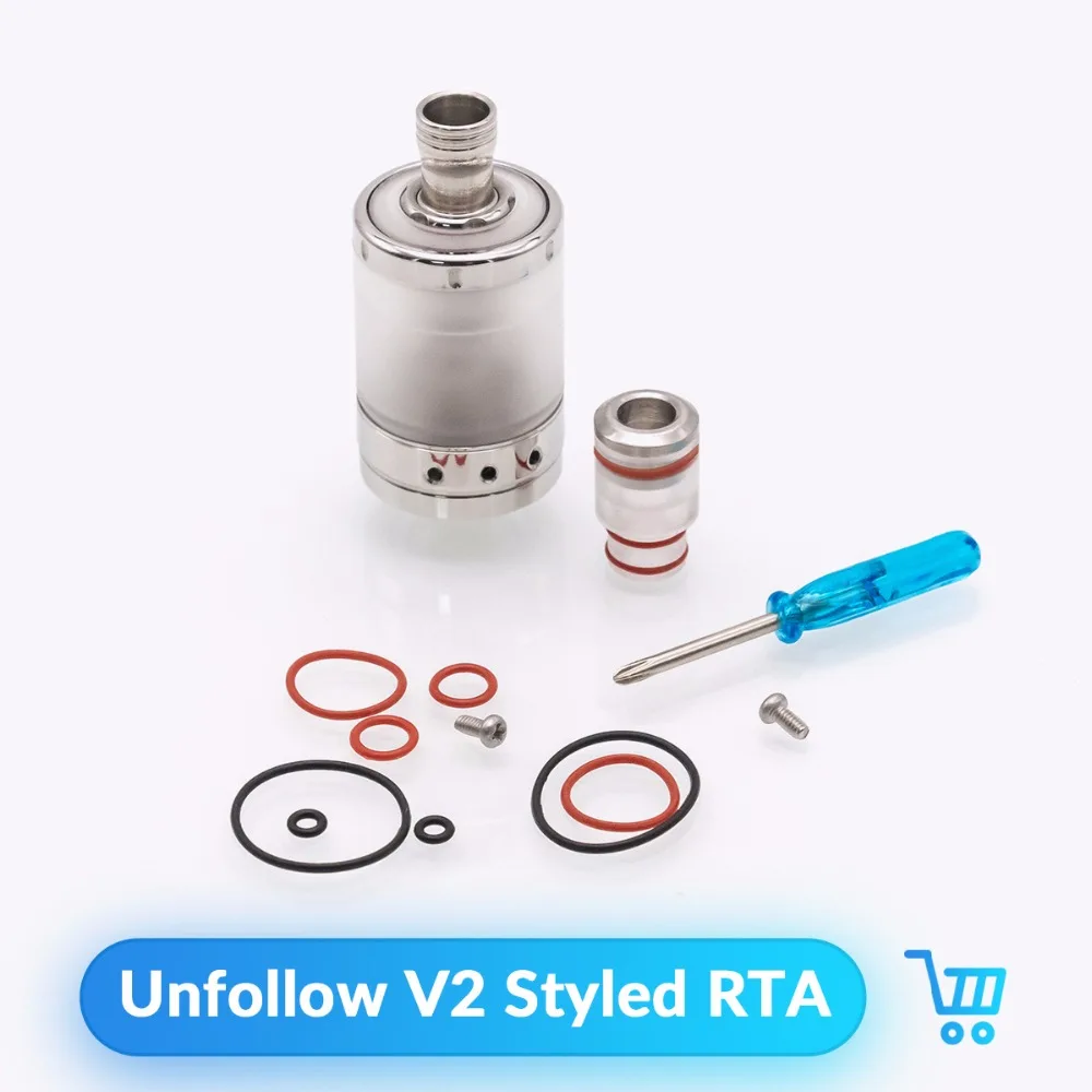 

Volcanee Unfollow V2 Styled RTA Atomizer 3ml Capacity 22mm Diameter 316 SS for E Cigarette Liquid Atomizer Vape Pen Vs Mtl Tank