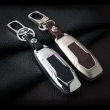 Angelguoguo цинковый сплав+ кожаный чехол для ключей для Ford Smart складной ключ Mondeo Focus для Fiesta Ecosport Kuga брелок автомобильные чехлы