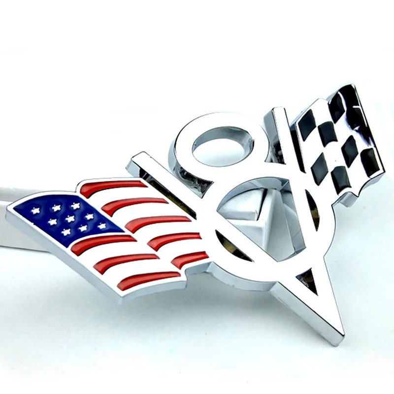 

Dsycar 1pcs 3D Metal V8 US Flag Moto Car Sticker Logo Emblem Badge Car Styling sticker, suit for all car,car decorations sickers