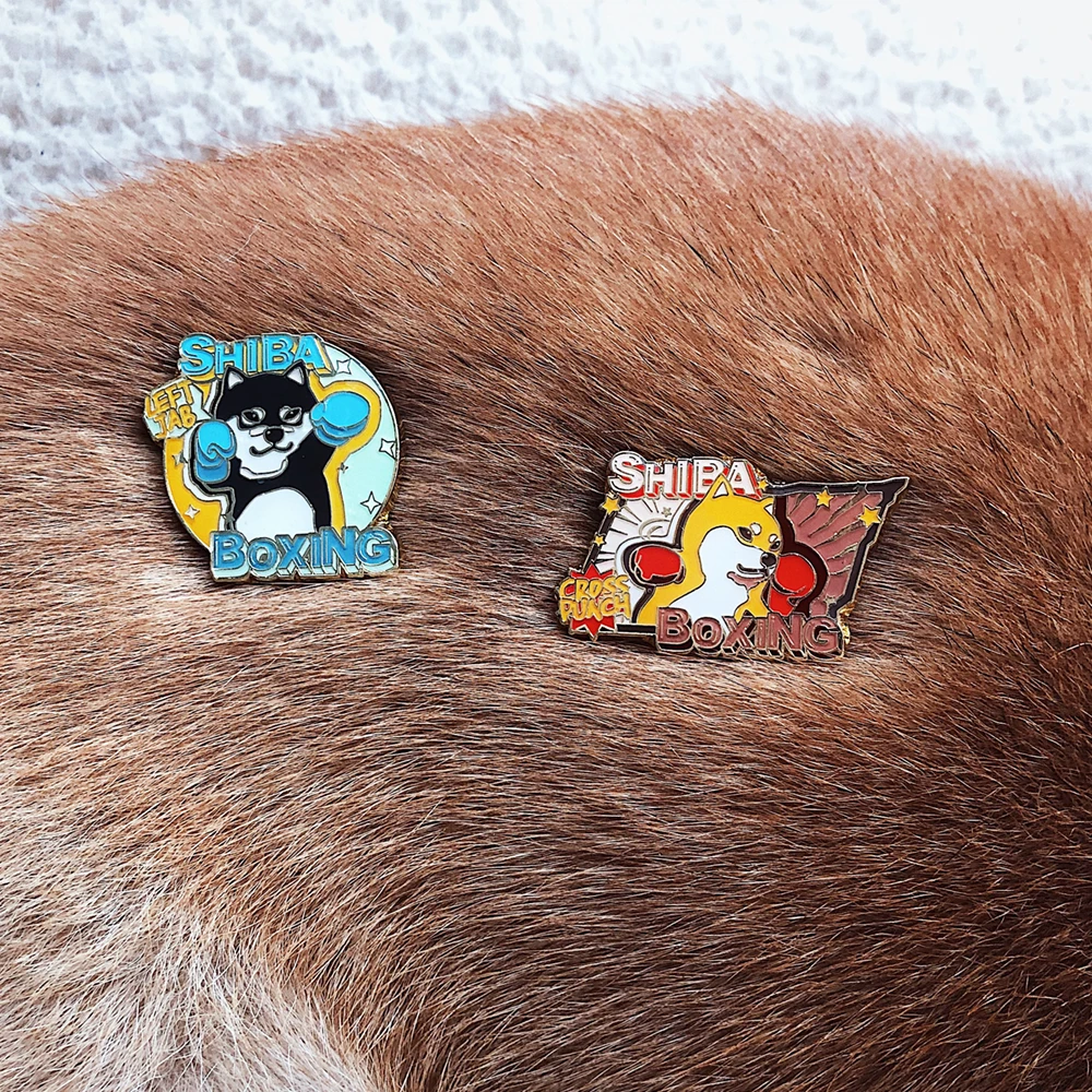

SHIBA INU Lapel Pins Brooches Boxing Shiba Doge Badge Brooch Metal Shiba Inus Pin Fan Club Gift Collectibles For clothes Hat Bag
