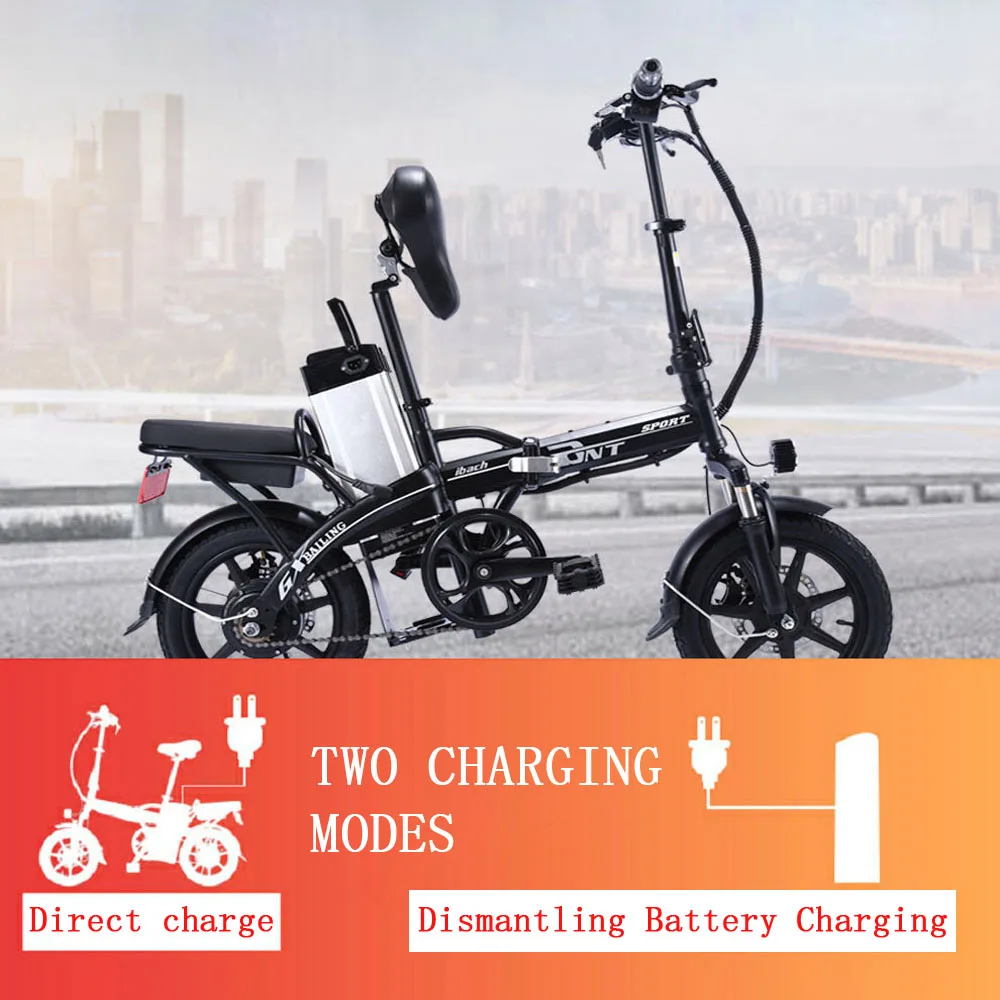Best 14 inch foldable mountain bike lithium electric 48v 20A 250w e bike  brushless motor adult electric bicycle 60-70 km 5