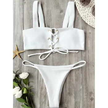 

GLANE Sexy Low Waist Bikini Swimwear Women Swimsuit 2018 New Brazilian Bikini Set Solid Halter Top Beach Wear Bathing Suits